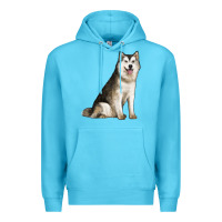 Ocean Blue Alaskan Malamute Dog Premium Hoodie - LillyAllenDesigns