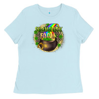Baby Blue St. Patrick's Shamrock farm Ladies Tee - CowGirlArtShop