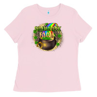 Bubblegum Pink St. Patrick's Shamrock farm Ladies Tee - CowGirlArtShop