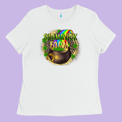 St. Patrick's Shamrock Farm Ladies Tee Designed By Cowgirlartshop