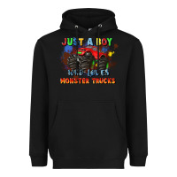 Black just a boy who loves monster trucks Heavyweight Hoodie - JahusDesignShop