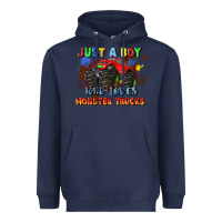 Navy just a boy who loves monster trucks Heavyweight Hoodie - JahusDesignShop