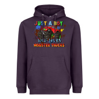 Plum just a boy who loves monster trucks Heavyweight Hoodie - JahusDesignShop