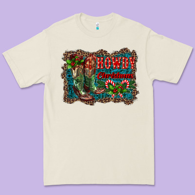 Howdy Christmas Boots Premium Tee Designed By Ranaportraitstore