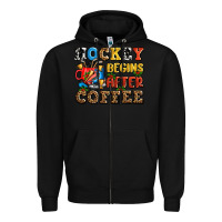 Black hockey begins after coffee ado Zipper Hoodie - AdoDesignShop