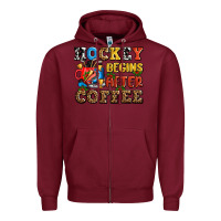 Burgundy hockey begins after coffee ado Zipper Hoodie - AdoDesignShop