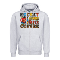 Heather Grey hockey begins after coffee ado Zipper Hoodie - AdoDesignShop