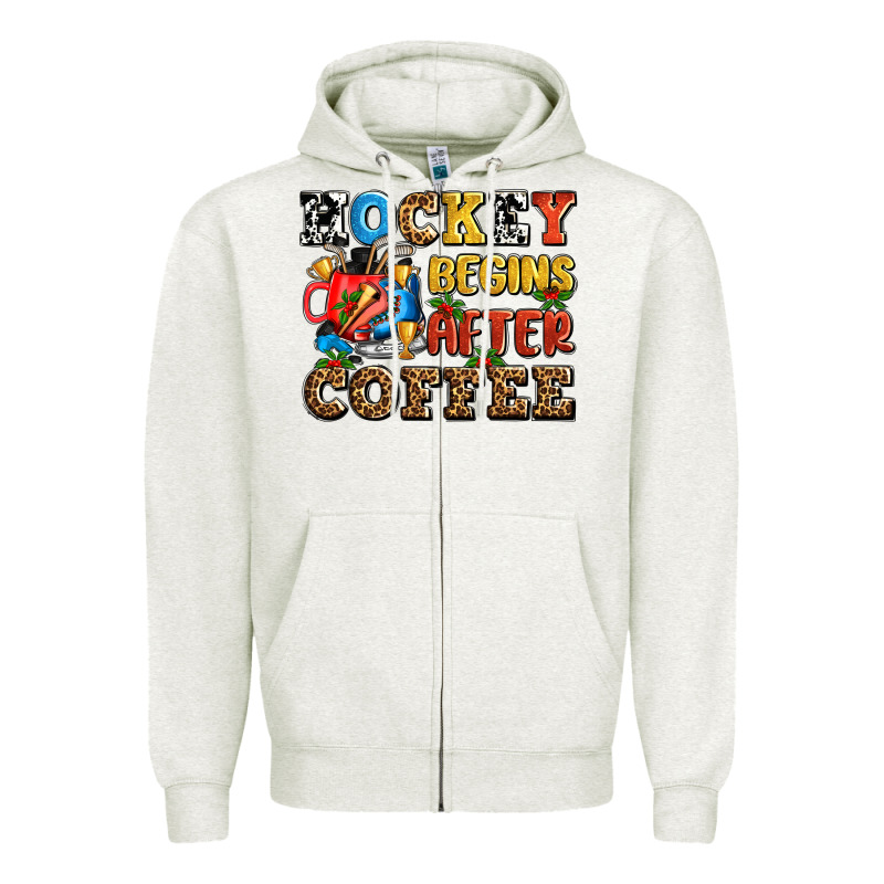 Hockey Begins After Coffee Ado Zipper Hoodie by AdoDesignShop | Teevron