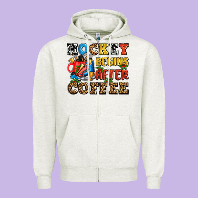Hockey Begins After Coffee Ado Zipper Hoodie Designed By Adodesignshop