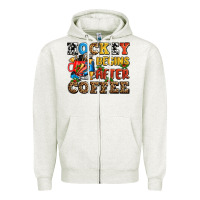 Oatmeal Heather hockey begins after coffee ado Zipper Hoodie - AdoDesignShop
