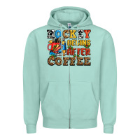 Seafoam hockey begins after coffee ado Zipper Hoodie - AdoDesignShop