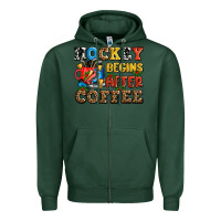 Sports Green hockey begins after coffee ado Zipper Hoodie - AdoDesignShop