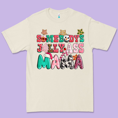 Somebody Jolly Ass Mama Pink Christmas Premium Tee Designed By Cowgirlartshop