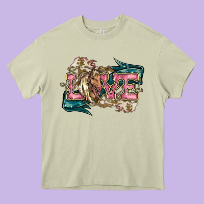 Love Horse Heavy Core Tee Designed By Howdyjamesfarm