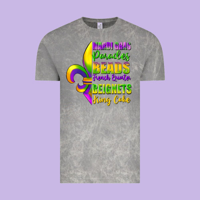 Mardi Gras Parades Beads Vintage Tee Designed By Fadigitalartstudio