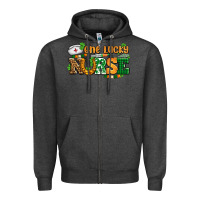 Charcoal Heather one lucky nurse Zipper Hoodie - AdoDesignShop