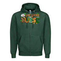 Sports Green one lucky nurse Zipper Hoodie - AdoDesignShop