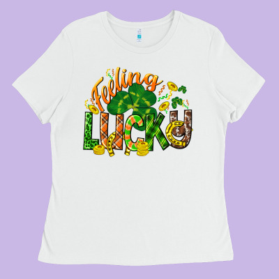 Feeling Lucky St. Patrick's Day Ladies Tee Designed By Cowgirlartshop