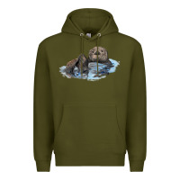 Army Green california sea otter Premium Hoodie - LillyAllenDesigns
