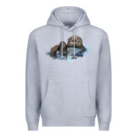 Heather Grey california sea otter Premium Hoodie - LillyAllenDesigns