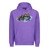 Purple california sea otter Premium Hoodie - LillyAllenDesigns