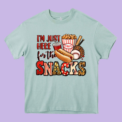 I'm Just Here For The Snacks Baseball Heavy Core Tee Designed By Jasminsmagicworld