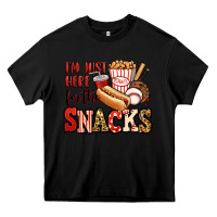 Black i'm just here for the snacks baseball Heavy Core Tee - Jasminsmagicworld