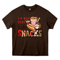 Chocolate Brown i'm just here for the snacks baseball Heavy Core Tee - Jasminsmagicworld