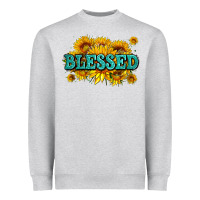 Heather Grey glitter blessed with sunflowers Heavyweight Sweatshirt - AdoDesignShop