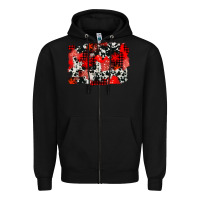 Black western red cowhide winter background Zipper Hoodie - AdoDesignShop