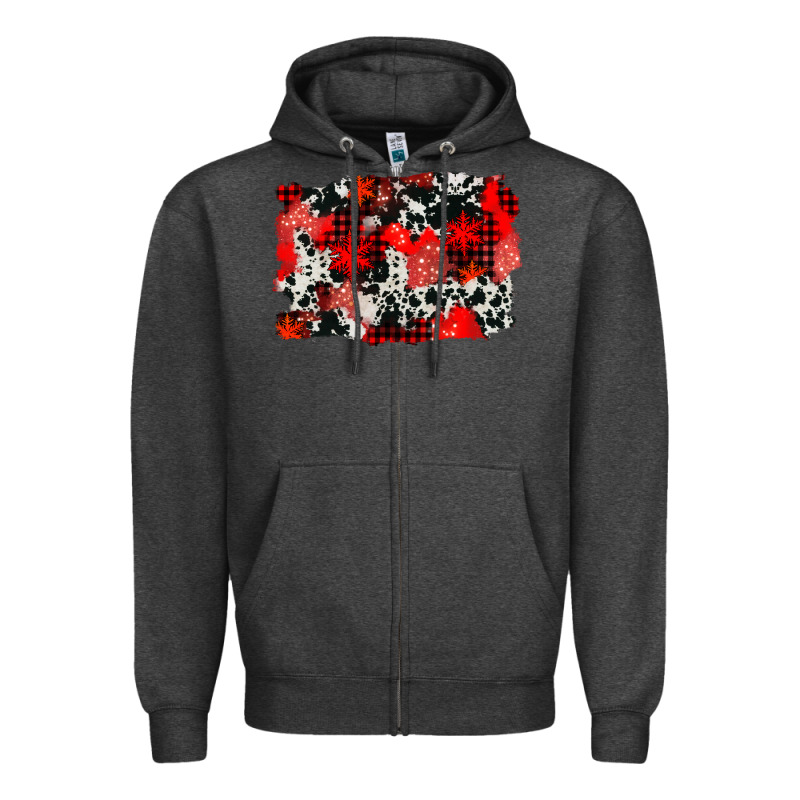 Western Red Cowhide Winter Background Zipper Hoodie by AdoDesignShop | Teevron