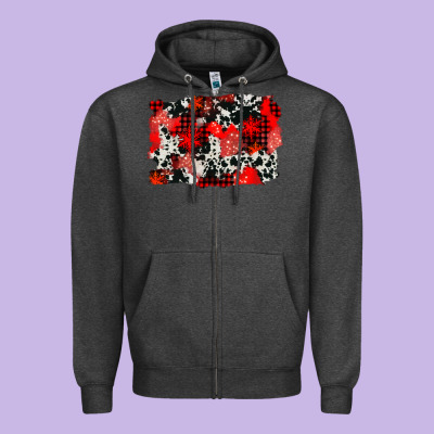Western Red Cowhide Winter Background Zipper Hoodie Designed By Adodesignshop