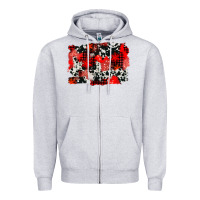 Heather Grey western red cowhide winter background Zipper Hoodie - AdoDesignShop