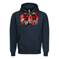 Navy western red cowhide winter background Zipper Hoodie - AdoDesignShop