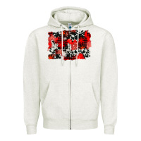 Oatmeal Heather western red cowhide winter background Zipper Hoodie - AdoDesignShop