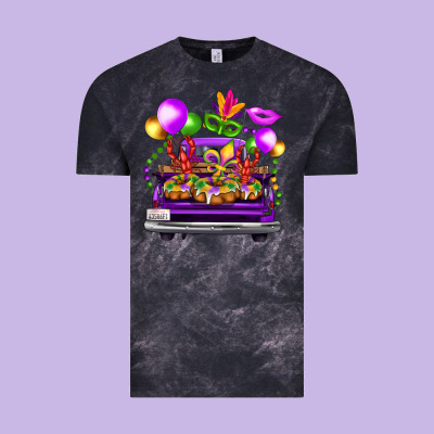 Mardi Gras Farm Truck Back View Vintage Tee Designed By Fadigitalartstudio