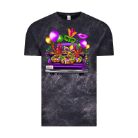 Cloud Black mardi gras farm truck back view Vintage Tee - FaDigitalArtStudio