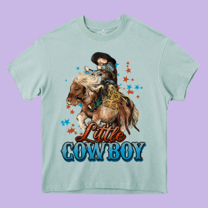 Little Cowboy Midilli Horse Kid Boy Heavy Core Tee Designed By Howdyjamesfarm
