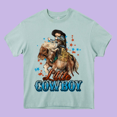 Little Cowboy Midilli Horse Kid Boy Heavy Core Tee Designed By Howdyjamesfarm