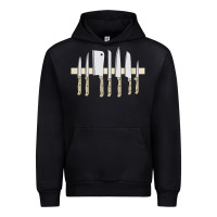 Black chef kitchen knives on knife holder strip bar Urban Hoodie - linhVisuals