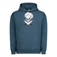 Pigment Midnight Navy chef skull and crossbones knives halloween Urban Hoodie - linhVisuals