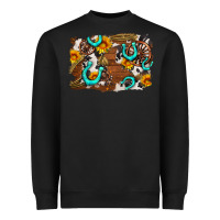 Black western cowhide horseshoe sunflower background Heavyweight Sweatshirt - AdoDesignShop