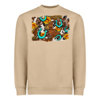 Mushroom western cowhide horseshoe sunflower background Heavyweight Sweatshirt - AdoDesignShop
