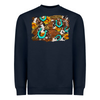 Navy western cowhide horseshoe sunflower background Heavyweight Sweatshirt - AdoDesignShop
