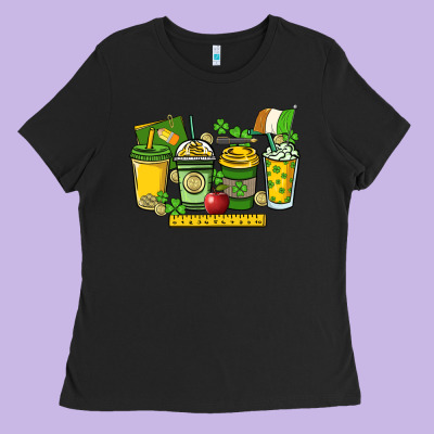 St. Patrick's Day Teacher Coffee Cups Ladies Tee Designed By Howdyjamesfarm
