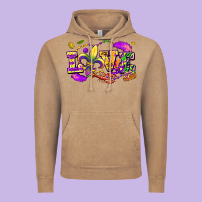 Love Mardi Gras Vintage Hoodie Designed By Fadigitalartstudio