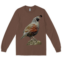 Chestnut California Quail Bird Long Sleeve Tee - RanaPortraitStore