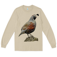 Mushroom California Quail Bird Long Sleeve Tee - RanaPortraitStore