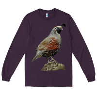 Plum California Quail Bird Long Sleeve Tee - RanaPortraitStore
