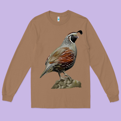 California Quail Bird Long Sleeve Tee Designed By Ranaportraitstore